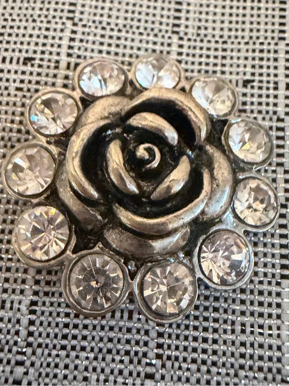 Interchangeable snap jewelry Rhinestone Flower & Heart Silver Tone